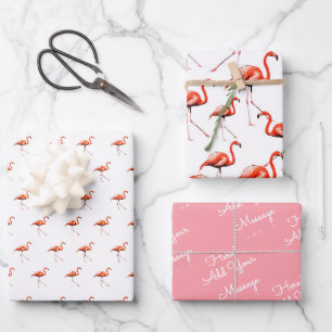 Aangepast Bericht Patroon Roze Flamingo Inpakpapier Vel