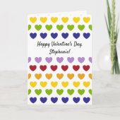 Aangepast bericht Rainbow Hearts Stripes Patroon Kaart (Voorkant)
