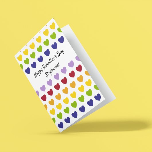 Aangepast bericht Rainbow Hearts Stripes Patroon Kaart