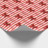 Aangepast bericht Rode Coquette Bogen Gefeliciteer Cadeaupapier (Hoek)