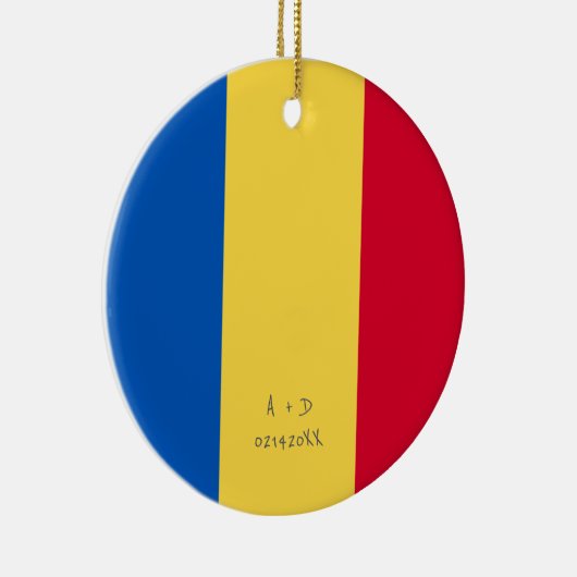 Aangepast bericht Roemenië Vlag Keramisch Ornament (Rechts)