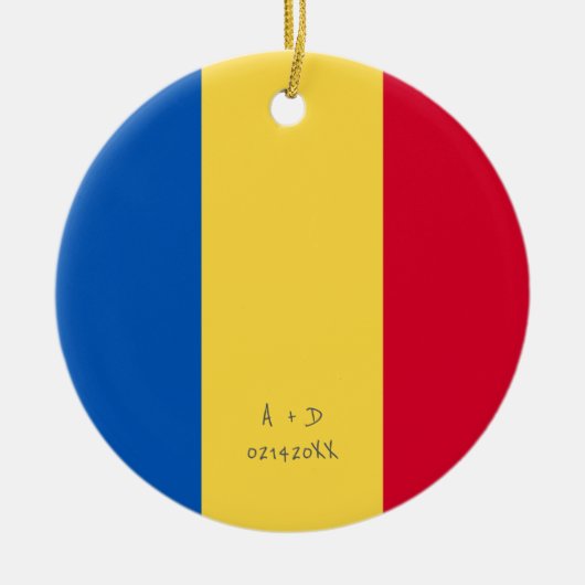 Aangepast bericht Roemenië Vlag Keramisch Ornament (Voorkant)