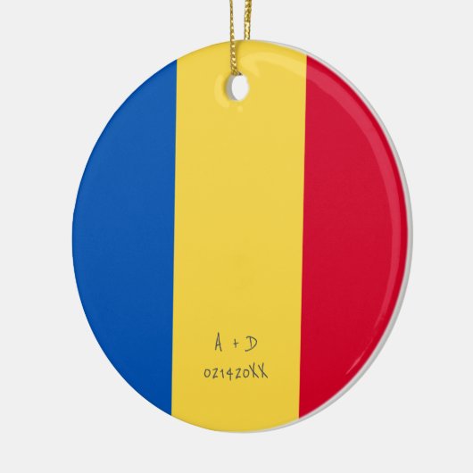 Aangepast bericht Roemenië Vlag Keramisch Ornament (Links)