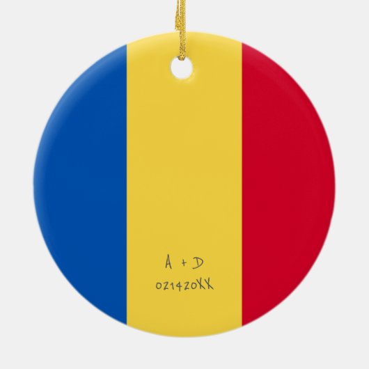 Aangepast bericht Roemenië Vlag Keramisch Ornament (Achterkant)