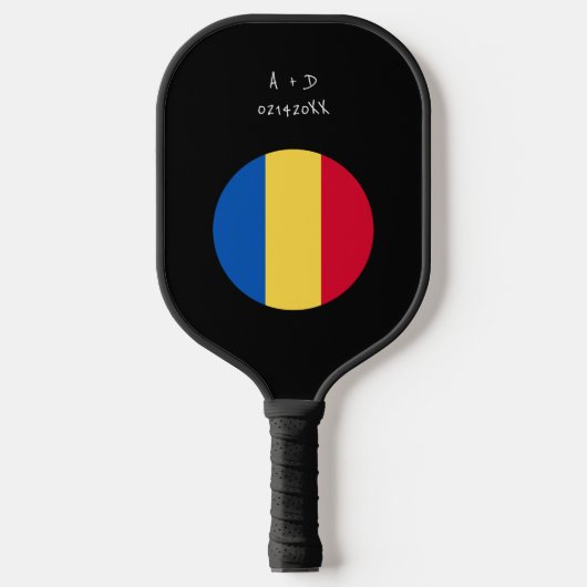 Aangepast bericht Roemenië Vlag Pickleball Paddle (Voorkant)