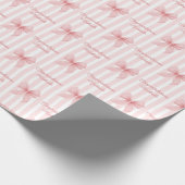 Aangepast bericht Roze Coquette Bows Gefeliciteerd Cadeaupapier (Hoek)