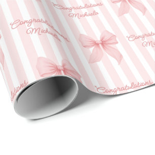 Aangepast bericht Roze Coquette Strikken Felicitat Cadeaupapier