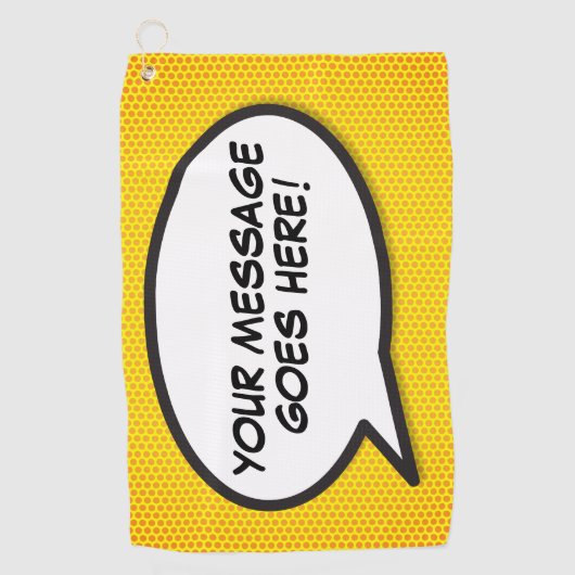 Aangepast Bericht Speech Bubble Fun Strips Golfhanddoek (Voorkant)