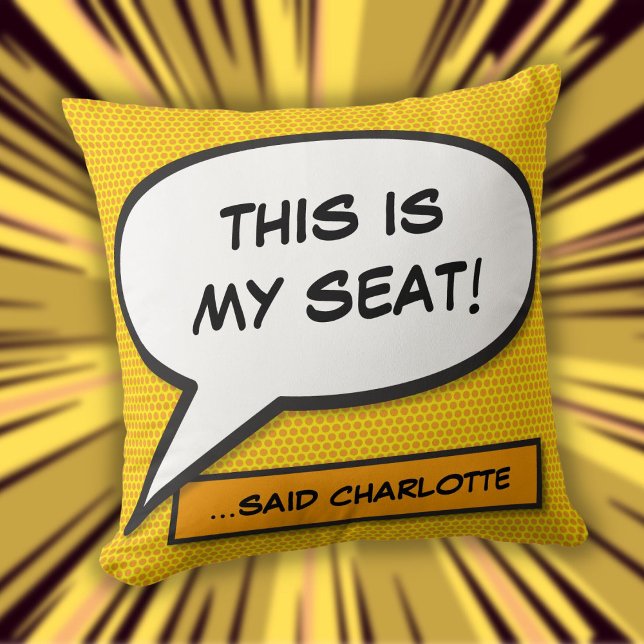Aangepast Bericht Speech Bubble Leuk Stripboek Kussen (Custom Message Speech Bubble Fun Comic Book Throw Pillow)