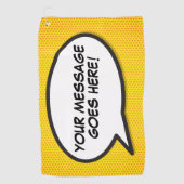 Aangepast Bericht Spraakballon Leuk Stripboek Golfhanddoek (Voorkant)