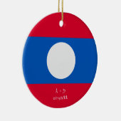 Aangepast bericht vlag Laos Keramisch Ornament (Rechts)