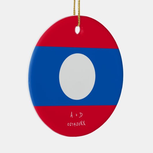 Aangepast bericht vlag Laos Keramisch Ornament (Rechts)