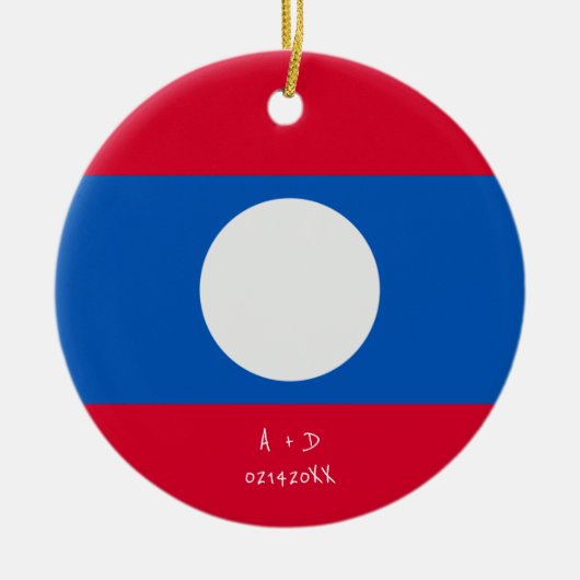 Aangepast bericht vlag Laos Keramisch Ornament (Voorkant)