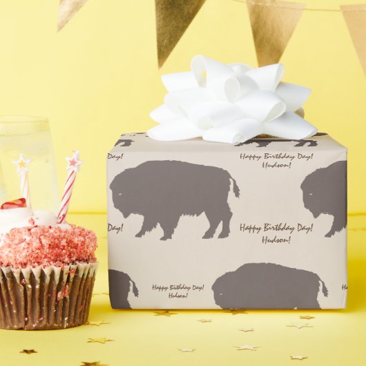 Aangepast bericht voor bruine en beige Tan Rustic  Cadeaupapier (Verjaardagsfeest)