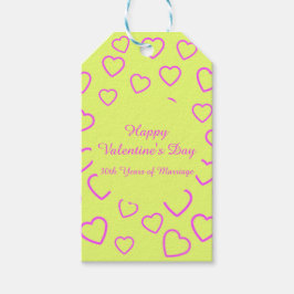 Aangepast bericht voor gele en roze hartritme cadeaulabel