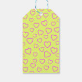 Aangepast bericht voor gele en roze hartritme cadeaulabel (Achterkant)