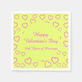 Aangepast bericht voor gele en roze hartritme servet (Voorkant)