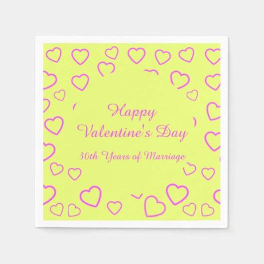 Aangepast bericht voor gele en roze hartritme servet (Voorkant)
