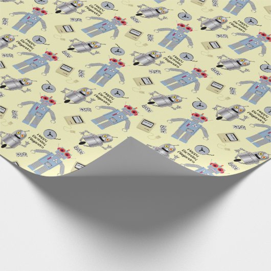 Aangepast bericht voor Retro robots en computers Cadeaupapier (Hoek)