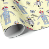 Aangepast bericht voor Retro robots en computers Cadeaupapier (Rol Hoek)