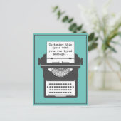 Aangepast bericht voor  schrijfmachine Blauwgroen Briefkaart (Staand voorkant)