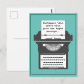 Aangepast bericht voor  schrijfmachine Blauwgroen Briefkaart (Voorkant / Achterkant)