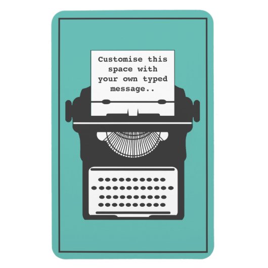 Aangepast bericht voor  schrijfmachine Blauwgroen Magneet (Verticaal)