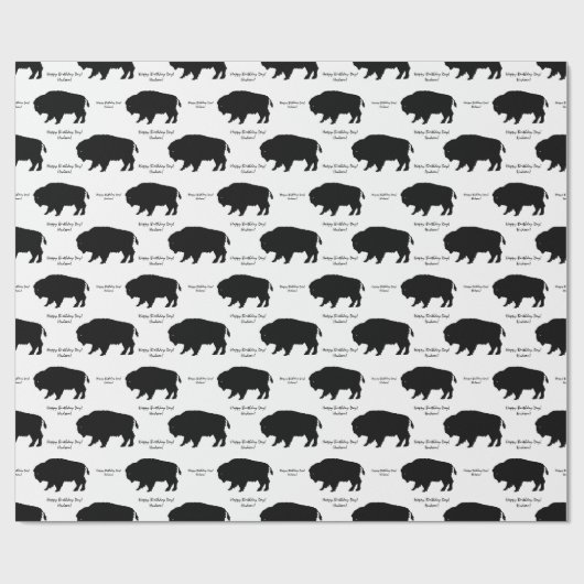 Aangepast bericht voor zwarte en witte buffels cadeaupapier (Vlak)