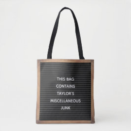 Aangepast bericht voor zwarte kaartbord tote bag