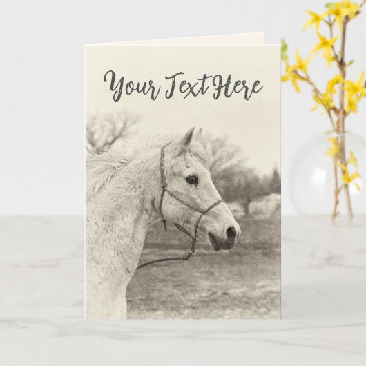 Aangepast bericht wit paard kaart (Gele Bloem)