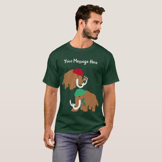 Aangepast bericht Wolly Mammoths Christmas Graphic T-shirt (Voorkant volledig)