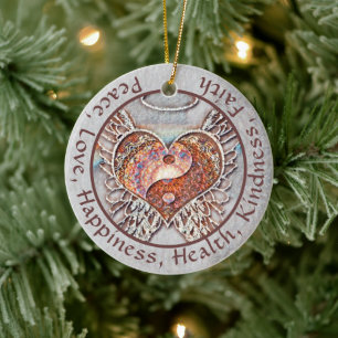 Aangepast bericht Yin Yang Heart Keramisch Ornament