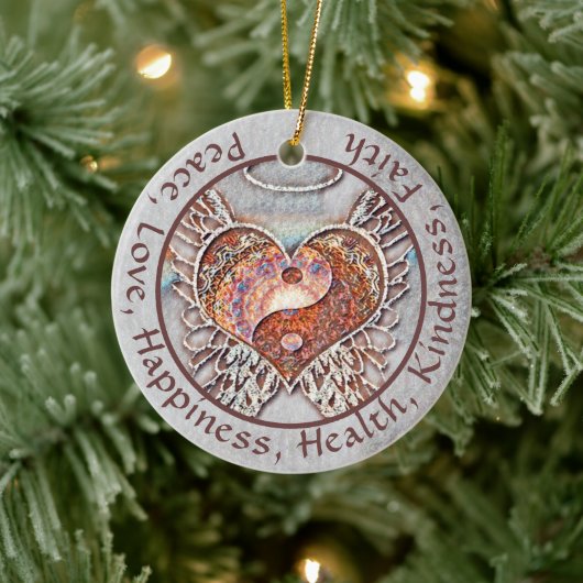 Aangepast bericht Yin Yang Heart Keramisch Ornament (Boom)