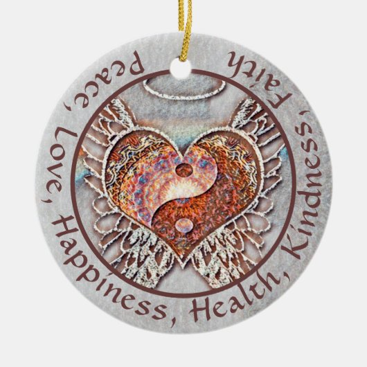 Aangepast bericht Yin Yang Heart Keramisch Ornament (Voorkant)