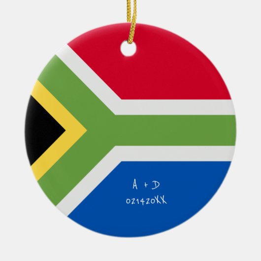Aangepast bericht Zuid-Afrika Vlag Keramisch Ornament (Voorkant)