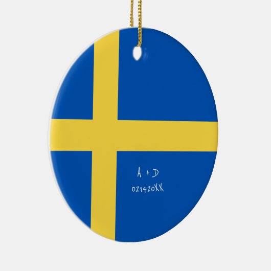 Aangepast bericht Zweden Vlag Keramisch Ornament (Rechts)