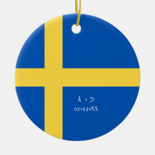 Aangepast bericht Zweden Vlag Keramisch Ornament (Voorkant)