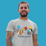 Aangepast berichtvenster en ballonnen t-shirt<br><div class="desc">Creëer aangepaste t-shirts voor je partij of een persoonlijke gave wanneer je je eigen bericht aan dit grafische t-shirt toevoegt. Het bevat schattige illustraties van cavia's in petten met kleurrijke ballonnen. Jouw tekst staat onder de afbeelding in blauw marineverslag.</div>