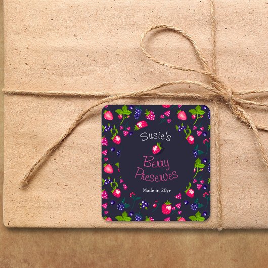 Aangepast ・ Berry behoudt DIY Canning Vierkante Sticker