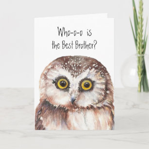 Aangepast beste Brother Birthday Cute Owl Humor Kaart