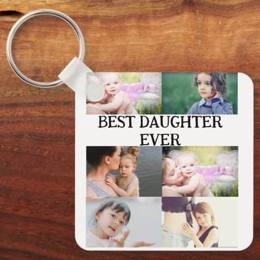 Aangepast beste dochterapparaat ooit 6 fotocollage sleutelhanger (Voorkant)