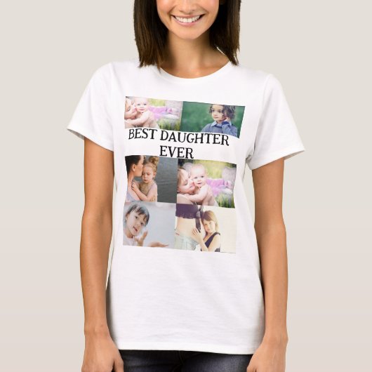 Aangepast beste dochterapparaat ooit 6 fotocollage t-shirt (Voorkant)