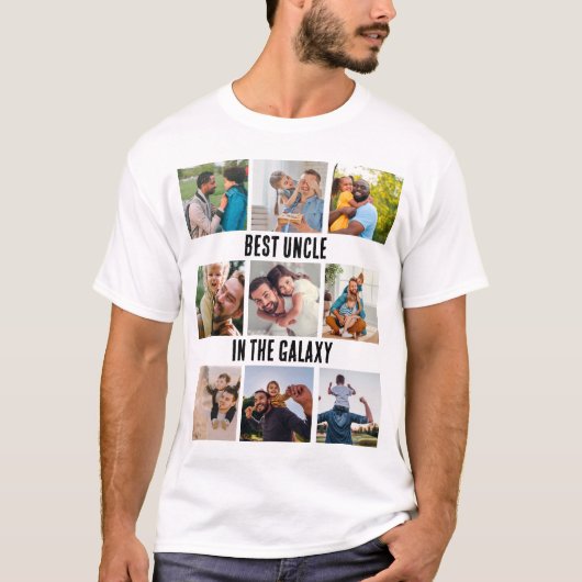 Aangepast beste oom in galaxy 9 fotocollage t-shirt (Voorkant)