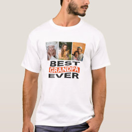 Aangepast beste opa ooit 3 fototypografie t-shirt