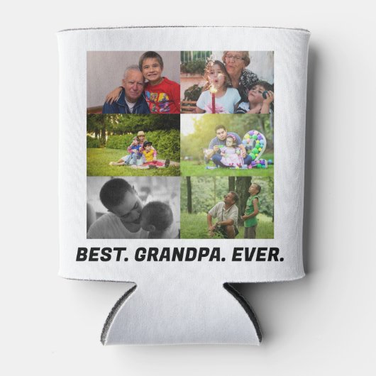 Aangepast beste opa ooit 6 fotocollage blikjeskoeler (Voorkant)