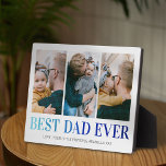 Aangepast beste paasfoto ooit fotoplaat<br><div class="desc">Papa afbeelding plaque met vijf schattige foto's van hem en de kinderen,  de woorden "BEST DAD EVER" in een modern blauw gradiëntlettertype en de namen van de kinderen.</div>