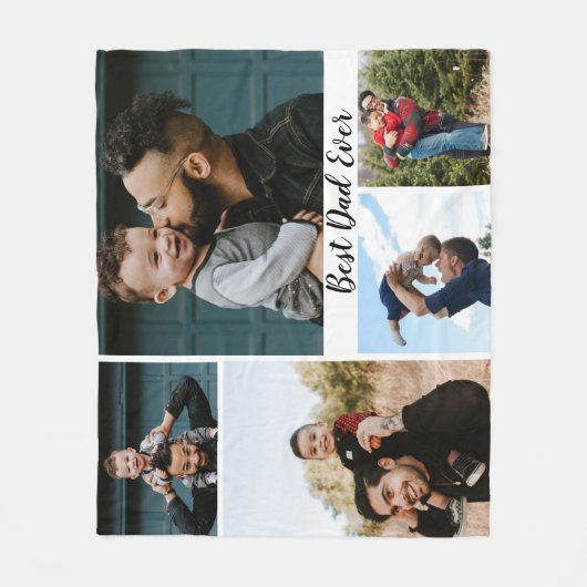 Aangepast beste pap ooit fotocollage fleece deken (Voorkant)