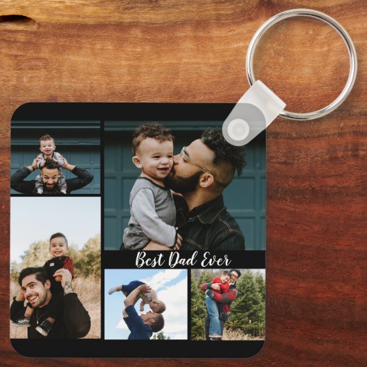 Aangepast beste pap ooit fotocollage sleutelhanger (Achterkant)