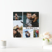 Aangepast beste pap ooit fotocollage vierkante klok (Huis)