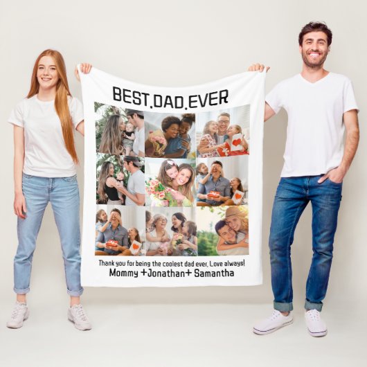 Aangepast beste vader ooit vaders Dag 9 Foto Colla Fleece Deken (In situ)